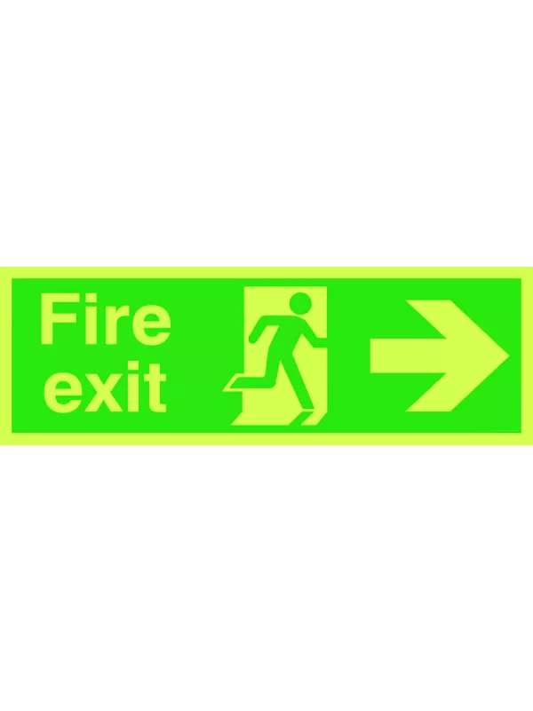 GPC Fire Exit Right Photoluminescent Sign - Pack of 10