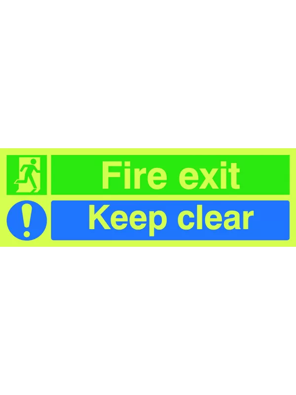 GPC Fire Exit Keep Clear Photoluminescent Sign - Pack of 10