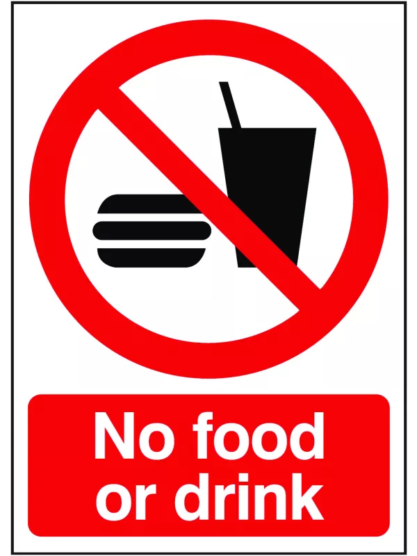 GPC No Food or Drink Sign - Pack of 10