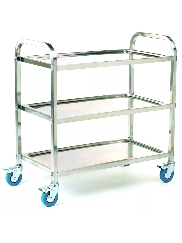 GPC Stainless Steel Trolley - 3 Shelf with rod surround