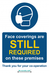 Face Coverings Are STILL Required On These Premises Sign