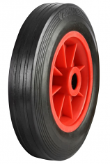 Black Solid Rubber Tyred Wheels with Red Polypropylene Centres