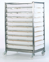Stainless Steel Mobile Tray Racks C/with 15 Polypropylene Trays 
