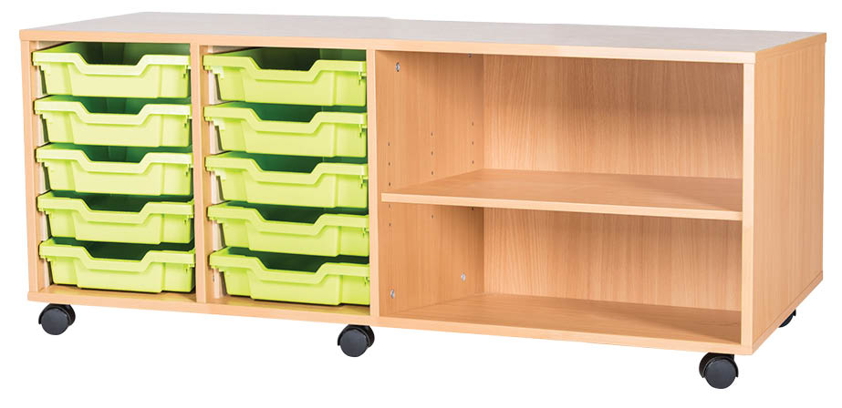 10 Shallow Tray Quad Mobile Tray Storage Unit With Shelf ...