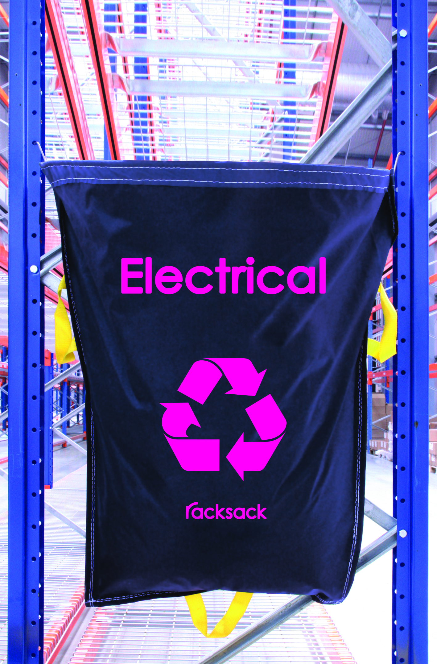 Plastic Only White Recycling Sack Printed Red pk = 1 Racksack 920mm wide x 800mm high x 400mm deep 