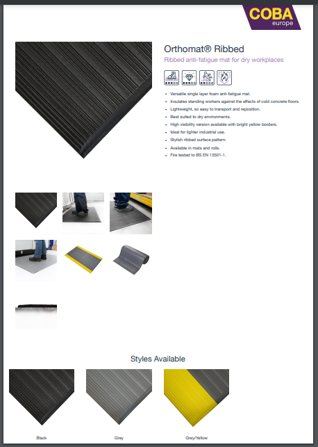 orthomat ribbed anti fatigue safety matting orthomat ribbed anti fatigue safety matting