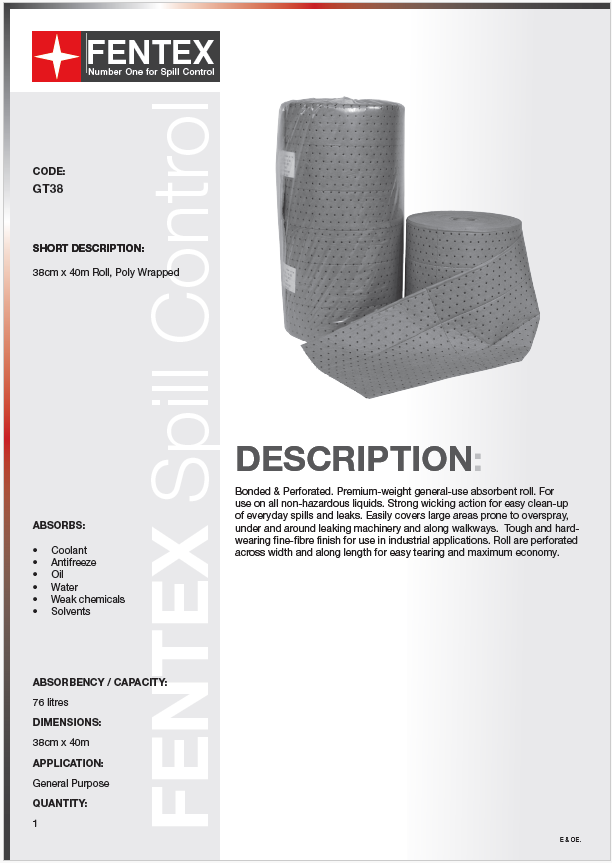 Fentex General Purpose Absorbent Rolls - Rip & Place