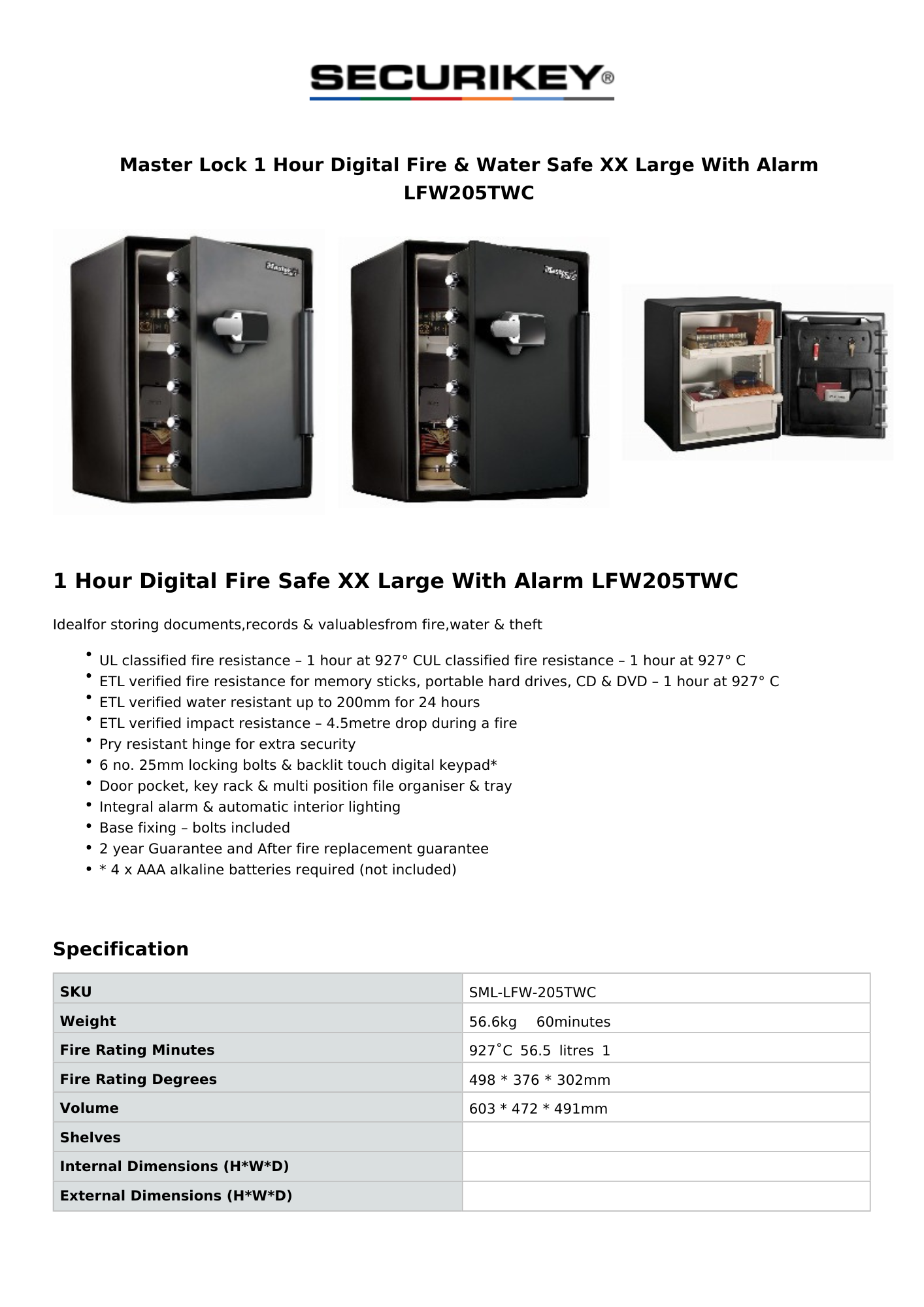 Specification Sheet Specification Sheet