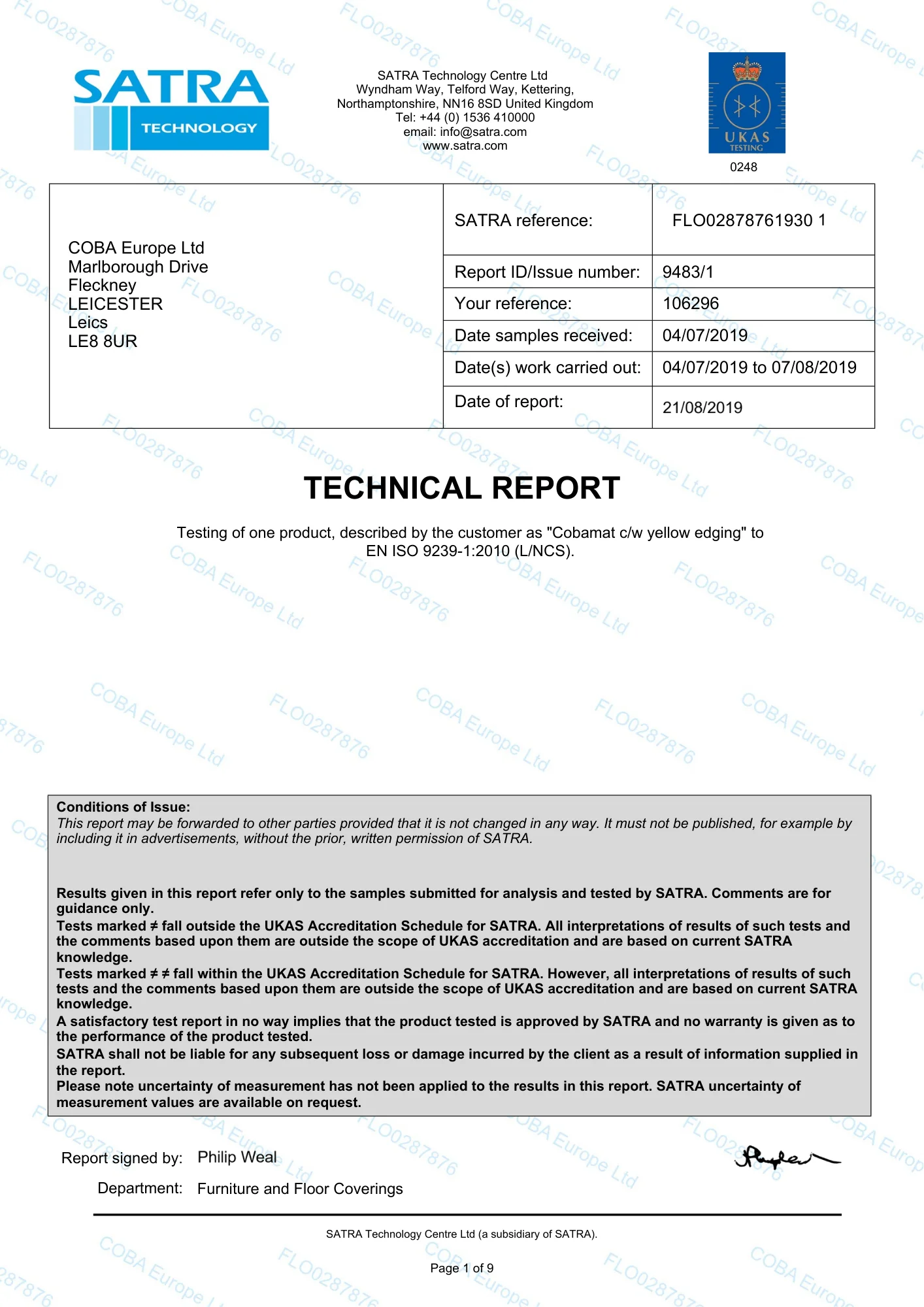 Fire Test EN ISO 9239