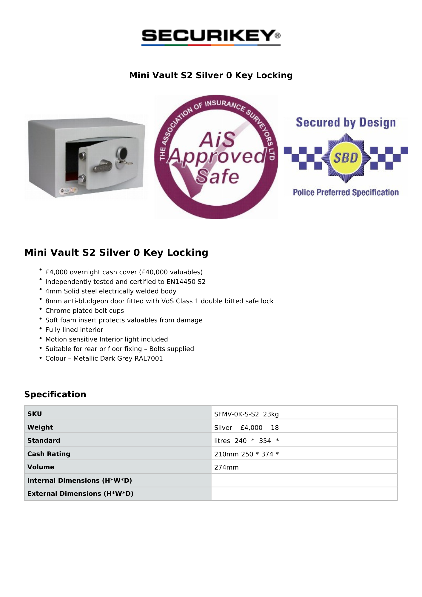 specification sheets