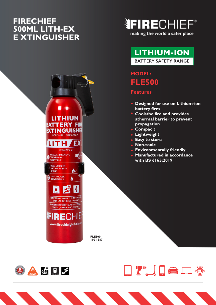 Firechief Lith‑Ex 500ml Extinguisher Datasheet