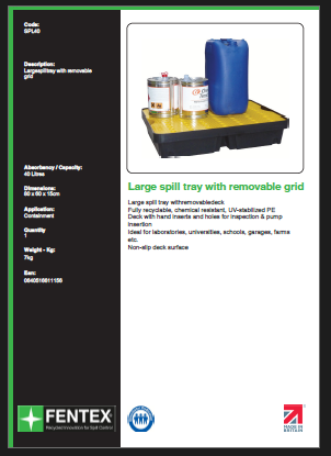 large spill tray with removable grid
