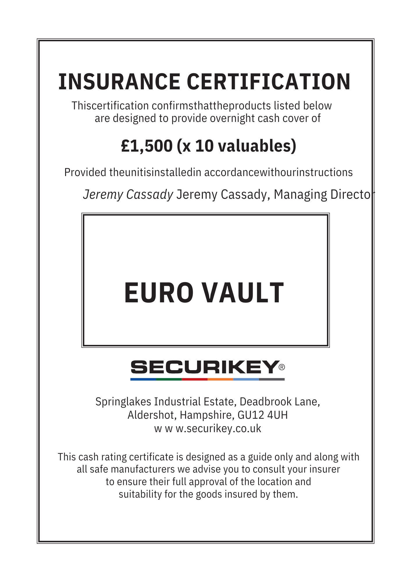 Insurance Certificate