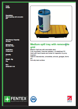 medium spill tray with removable grid