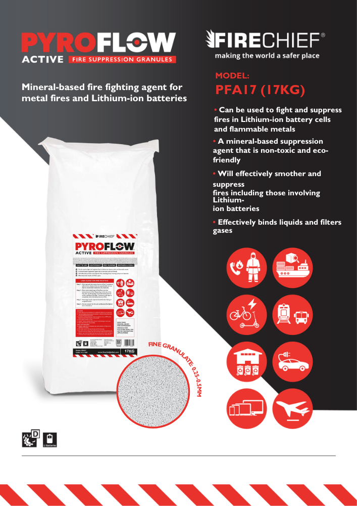Firechief PyroFlow Active Fire Suppression Granules Specification Sheet Firechief PyroFlow Active Fire Suppression Granules Specification Sheet