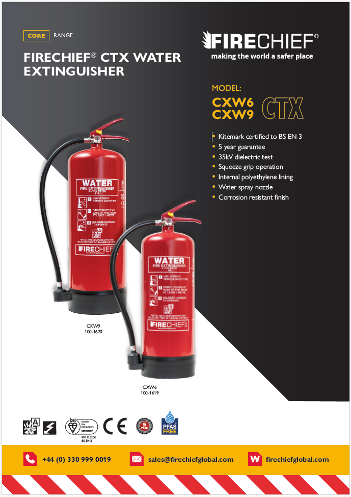 Firechief CTX Steel‑Alloy CO₂ Extinguisher – Datasheet