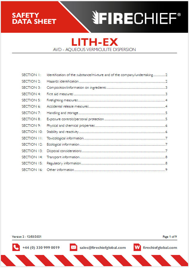 Lith‑Ex AVD Safety Datasheet
