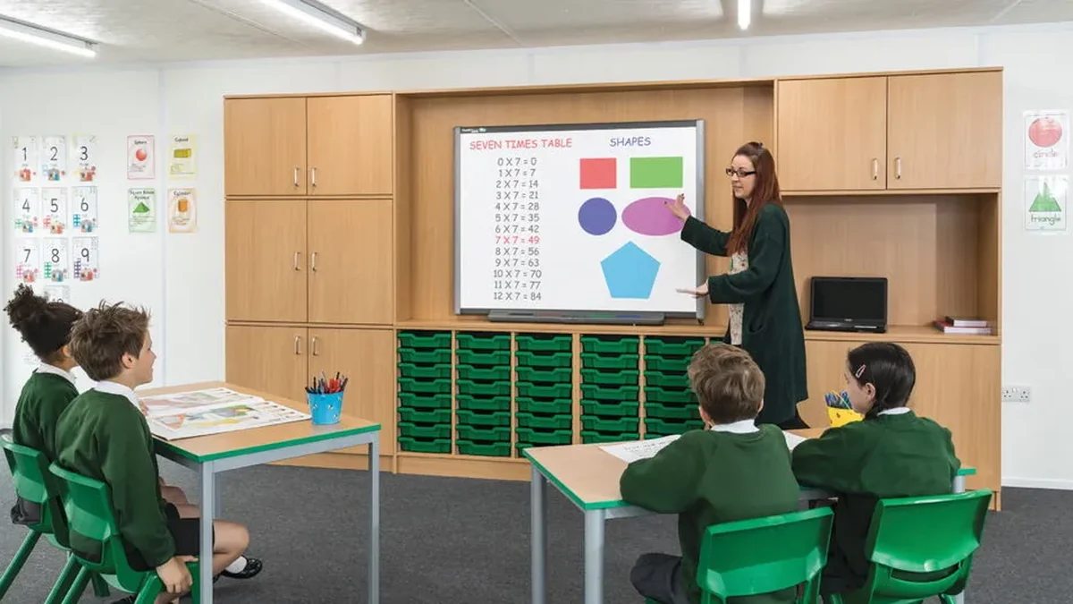 Willowbrook learning wall with classroom storage in a school teaching environment