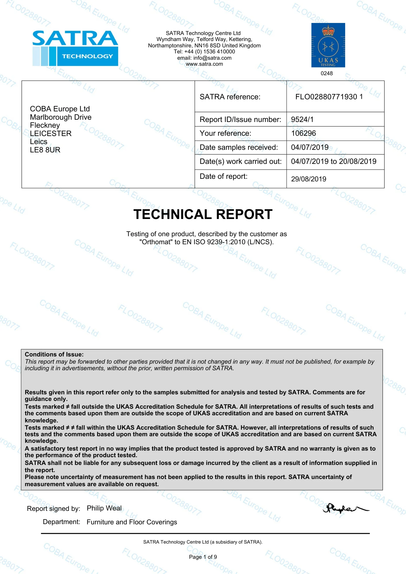 Fire Test EN ISO 9239