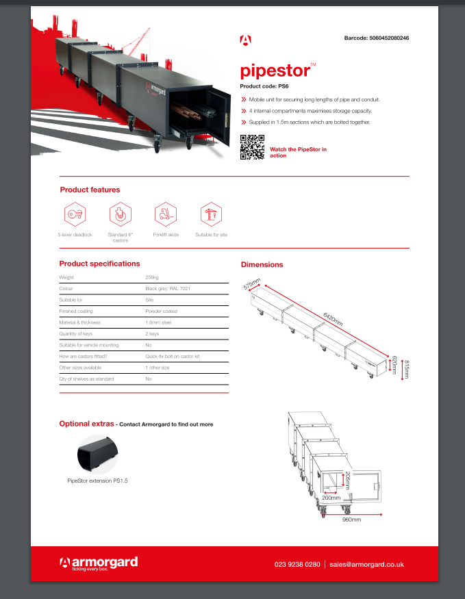 pipestor datasheets ps6.0