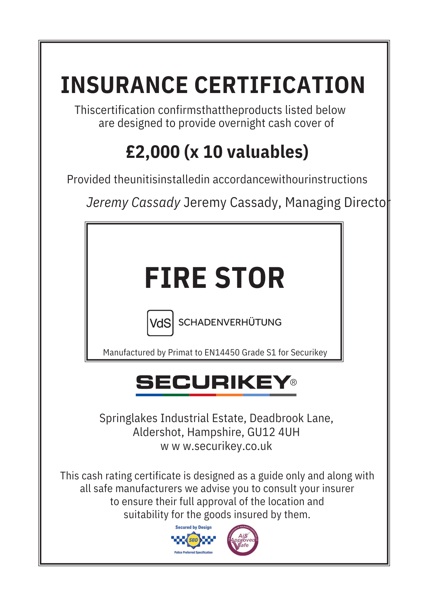 Insurance Certificate