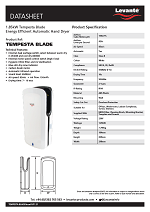 Levante 1.85kW Tempesta Blade Energy Efficient Automatic Hand Dryer White