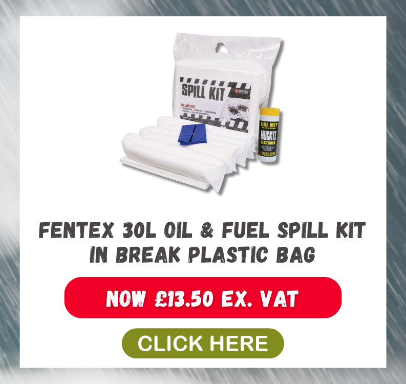 Fentex Oil & Fuel Spill Kit 30L in Break Plastic Bag
