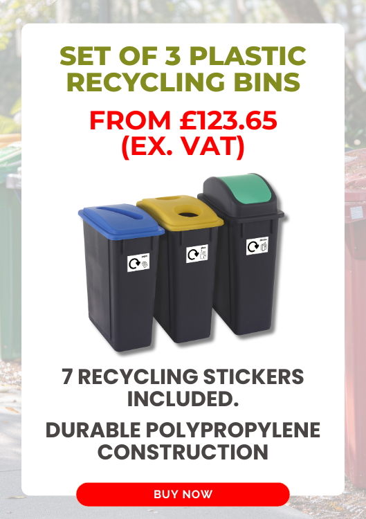 Set of 3 plastic recycling bins